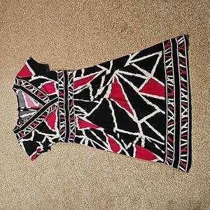 Geometric Print Fitted Mid Length Dress